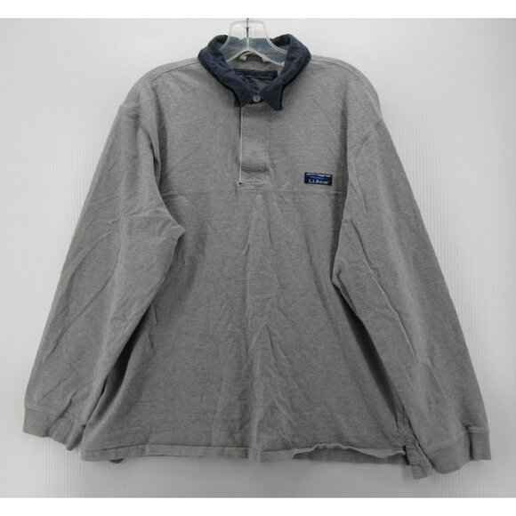 LL Bean Polo Shirt Large Rugby Pullover Traditional Fit Preppy Classic - Picture 1 of 11